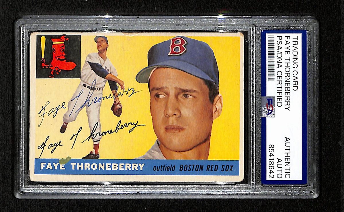 Faye Throneberry Signed/Auto 1955 Topps Card #163 Boston Red Sox PSA/DNA 195395