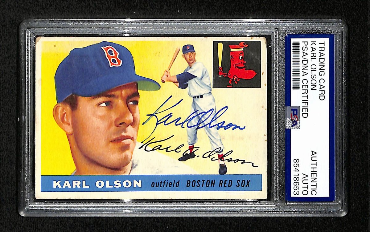 Karl Olson Signed/Autographed 1955 Topps Card #72 Boston Red Sox PSA/DNA 195396