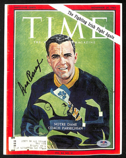 Ara Parseghian Signed 8x10 Repro Time Magazine Cover Notre Dame PSA/DNA 196030
