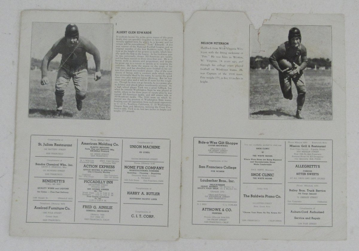 January 16, 1938 Program Redskins vs. Pacific Coast All-Americans 195692