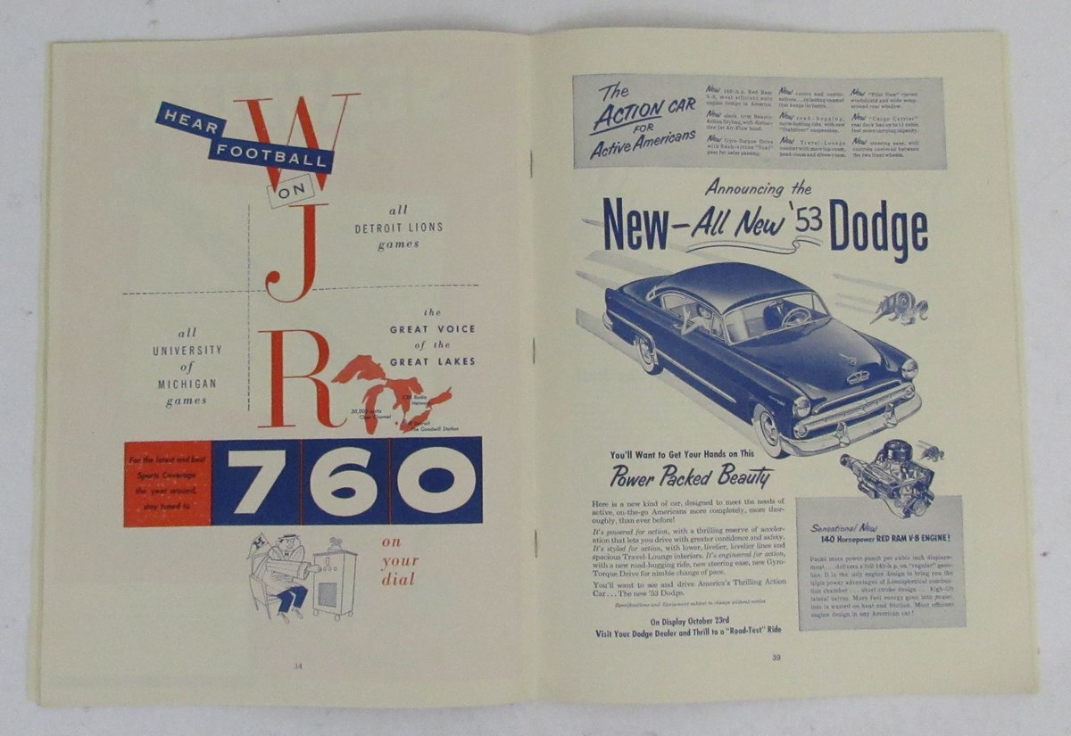 November 15, 1952 College Football Game Program Purdue vs. Michigan 195702