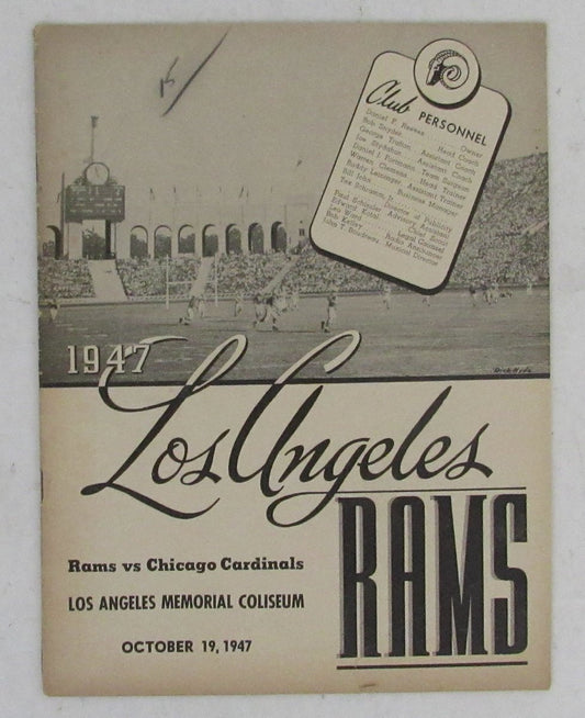 October 19, 1947 NFL Game Program LA Rams vs. Chicago Cardinals 195703