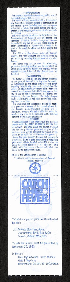 1993 ALCS Game 3 Chicago White Sox vs. Toronto Blue Jays Full Ticket 194150