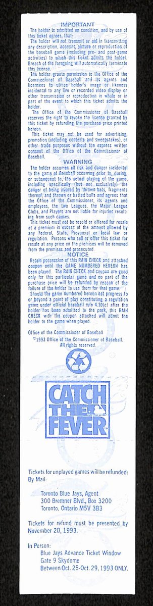 1993 ALCS Game 5 Chicago White Sox vs. Toronto Blue Jays Full Ticket 194153