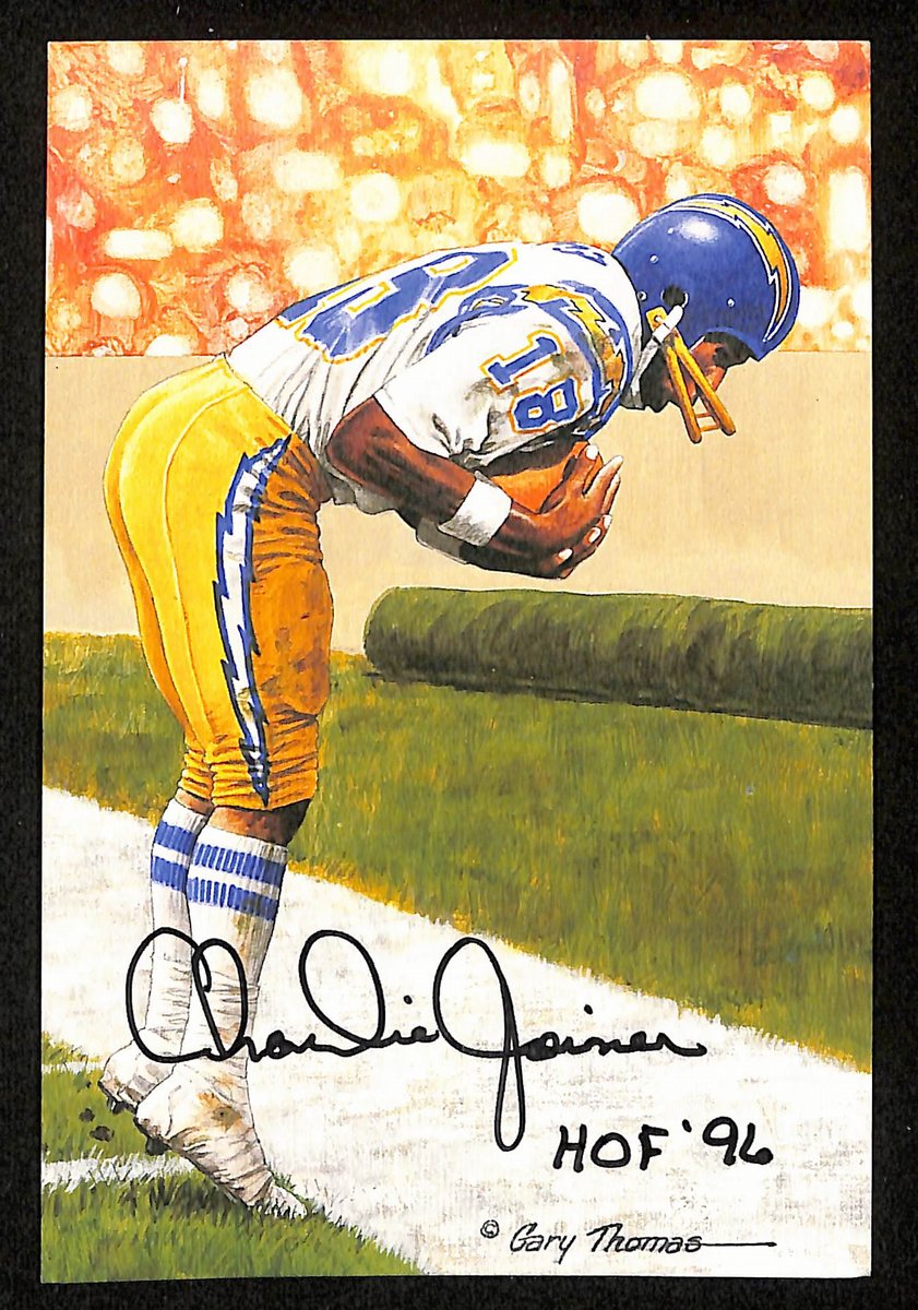 Charlie Joiner Signed/Inscr 1996 Goal Line Art GLAC Postcard Chargers JSA 196064