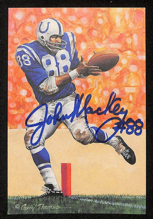 John Mackey HOF Signed/Auto 1992 Goal Line Art GLAC Postcard Colts JSA 196068