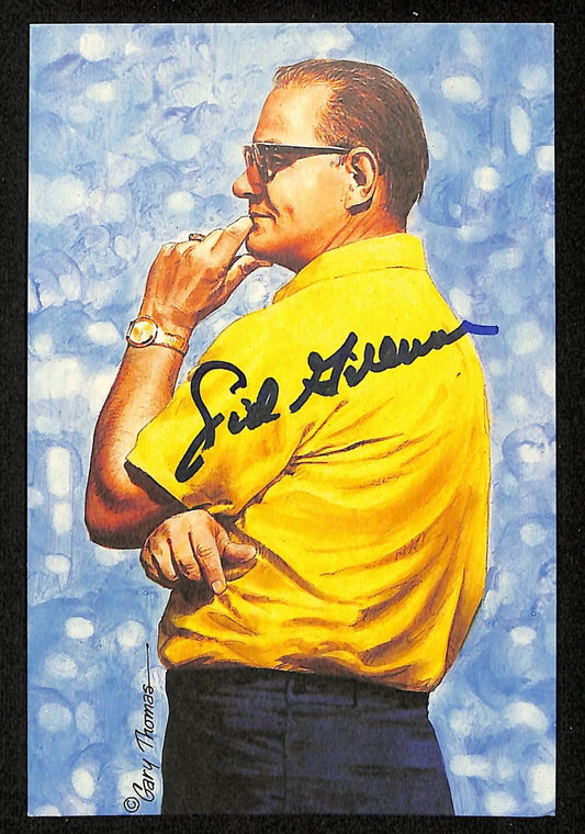 Sid Gillman HOF Signed/Auto 1992 Goal Line Art GLAC Postcard Chargers JSA 196069