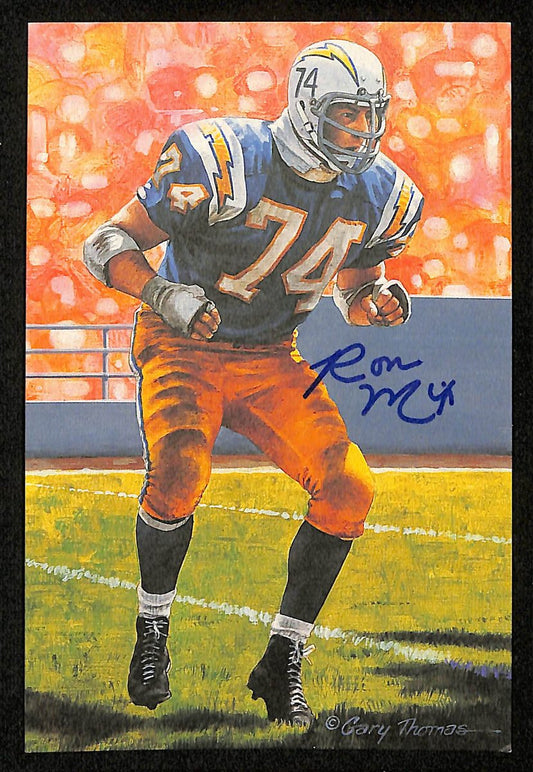 Ron Mix HOF Signed/Auto 1992 Goal Line Art GLAC Postcard Chargers JSA 196071