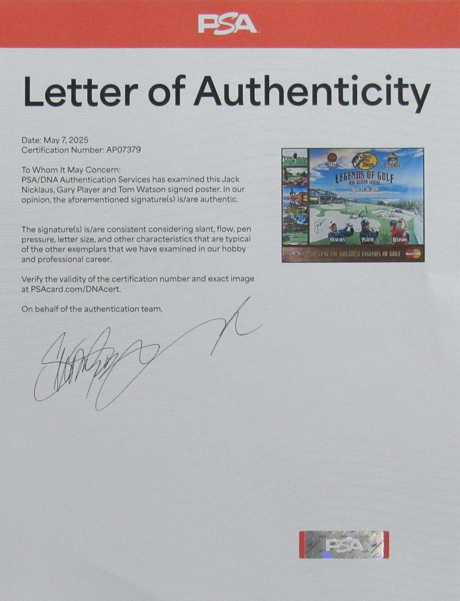 Jack Nicklaus/Gary Player/Tom Watson Signed/Auto 16x20 Photo PSA/DNA 194631