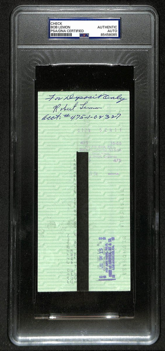 Bob Lemon HOF Signed/Auto 1984 NY Yankees Payroll Bank Check PSA/DNA 194532