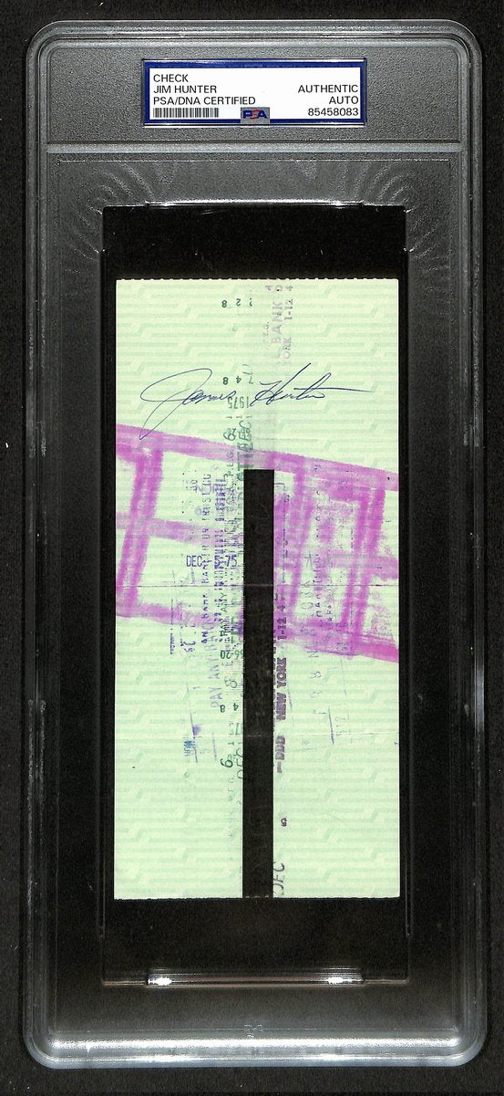 Jim Hunter HOF Signed/Auto 1975 NY Yankees Payroll Bank Check PSA/DNA 194542