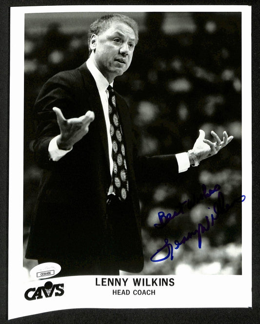 Lenny Wilkens HOF Signed/Autographed 8x10 Photo Cleveland Cavs Coach JSA 196232