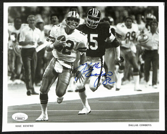 Mike Renfro Signed/Autographed 8x10 B/W Photo Dallas Cowboys JSA 196644
