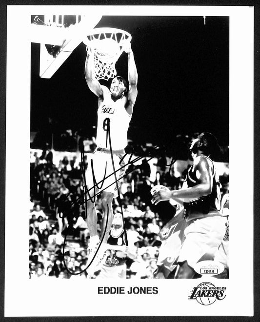 Eddie Jones Signed/Autographed 8x10 B/W Photo Los Angeles Lakers JSA 196658