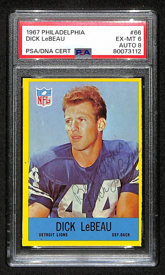 Dick LeBeau HOF Signed 1967 Philadelphia Card #66 Lions PSA/DNA EX-MT 6 195919