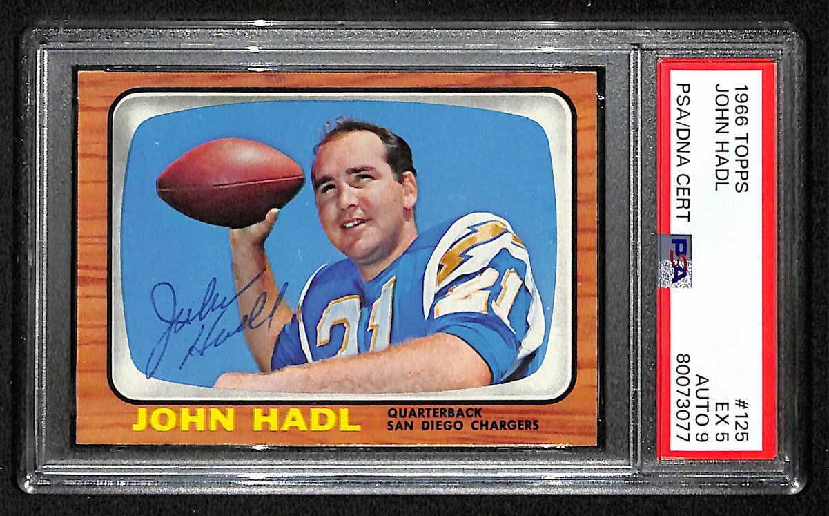 John Hadl Signed 1966 Topps Card #125 San Diego Chargers PSA/DNA EX 5 195924