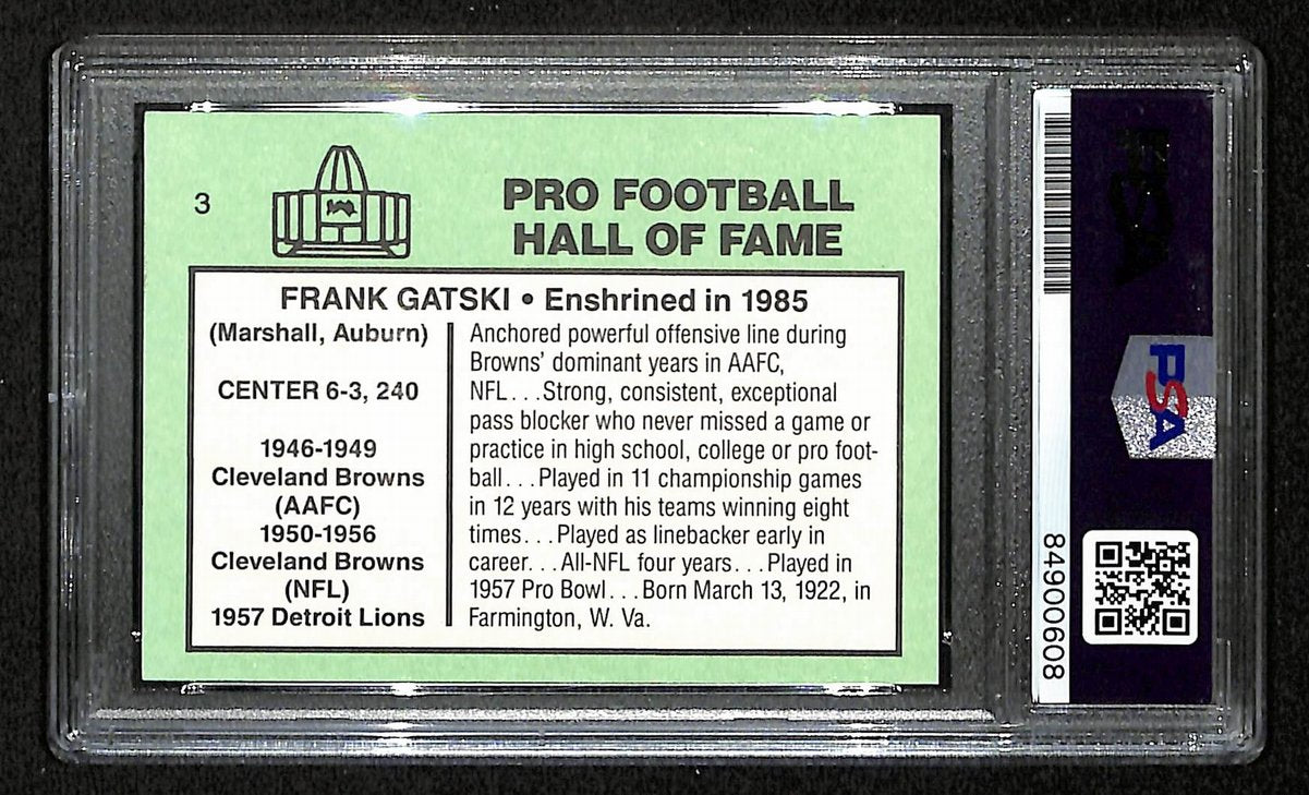 Frank Gatski HOF Signed 1985 Football Immortals Card #3 Browns PSA/DNA 195957