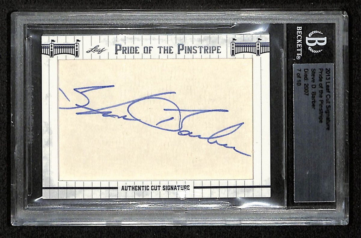 Steve Barber Signed/Auto 2013 Leaf Cut Signatures Card #7 Yankees Beckett 195969