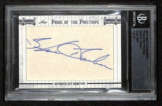 Steve Barber Signed/Auto 2013 Leaf Cut Signatures Card #7 Yankees Beckett 195969