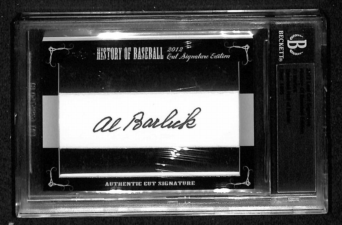 Al Barlick HOF Signed/Auto 2012 Leaf Cut Signatures Card Umpire Beckett 195970