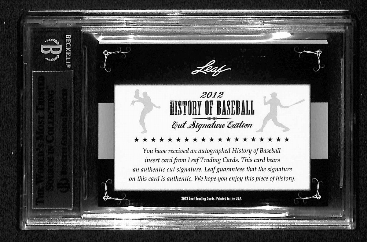 Al Barlick HOF Signed/Auto 2012 Leaf Cut Signatures Card Umpire Beckett 195970