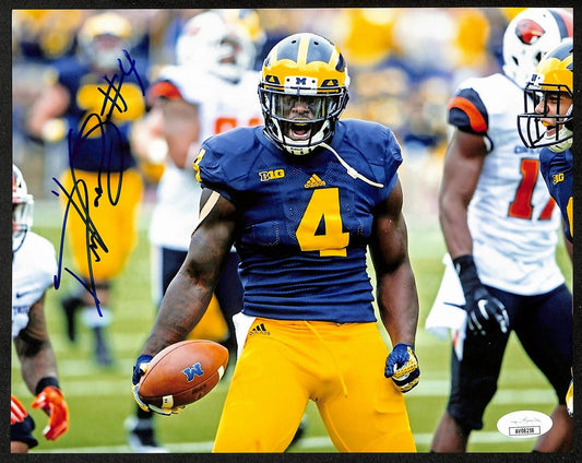 De'Veon Smith Signed/Autographed 8x10 Photo University of Michigan JSA 195930