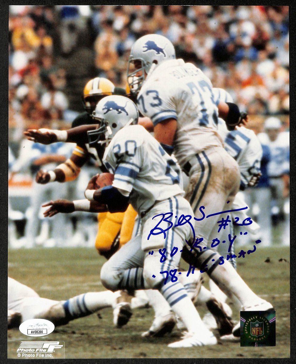 Billy Sims Signed/Inscribed 8x10 Photo Detroit Lions JSA 195936