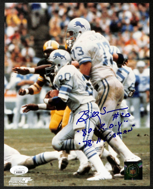 Billy Sims Signed/Inscribed 8x10 Photo Detroit Lions JSA 195936