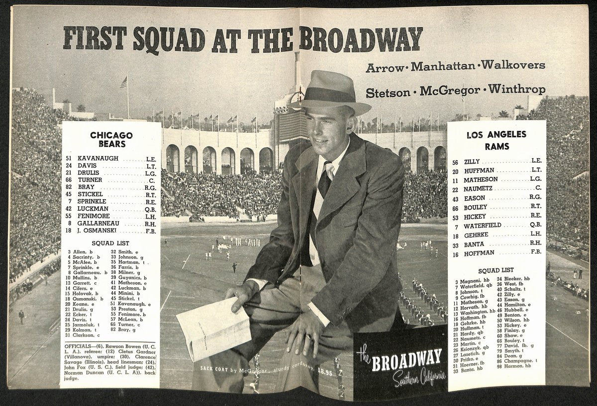 1947 Los Angeles Rams vs. Chicago Bears NFL Football Game Program 192873