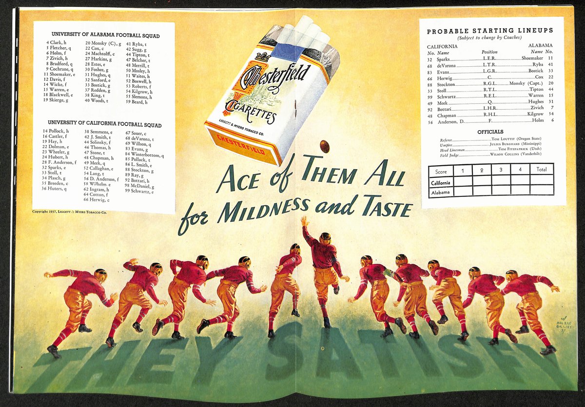 1938 Rose Bowl Alabama vs. California NCAA Football Game Program 192878