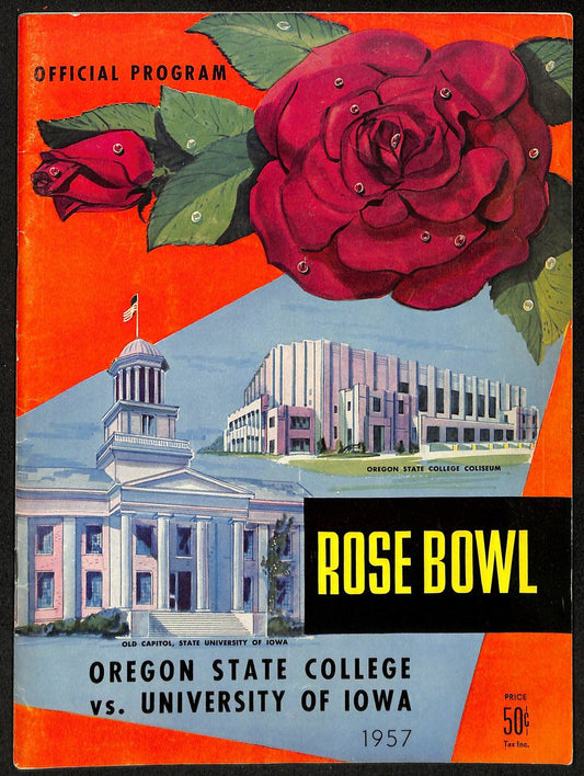1957 Rose Bowl Oregon State vs. Iowa NCAA Football Game Program 192887
