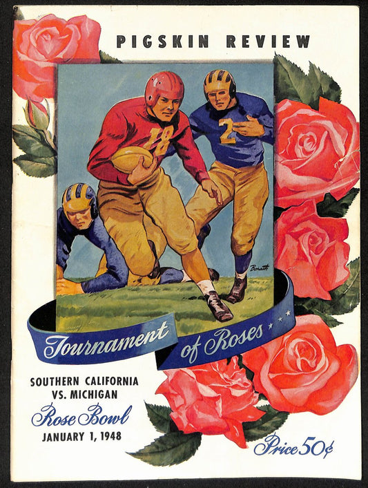 1948 Rose Bowl Southern Cal vs. Michigan NCAA Football Game Program 192896