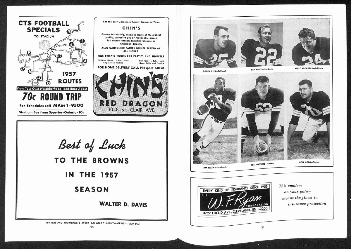 1957 Cleveland Browns vs. Los Angeles Rams NFL Football Game Program 196091