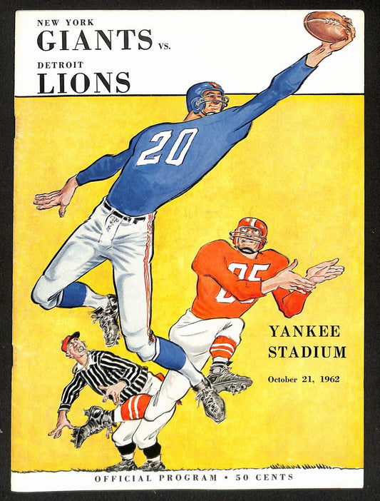 1962 New York Giants vs. Detroit Lions NFL Football Game Program 196104