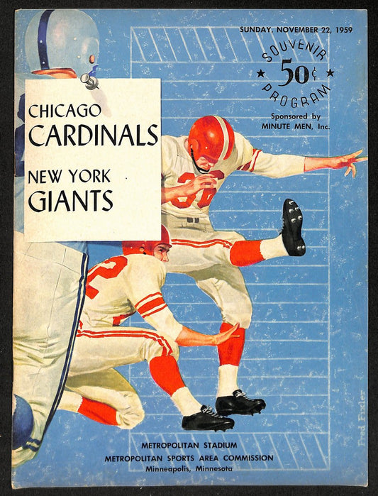 1959 Chicago Cardinals vs. New York Giants NFL Football Game Program 196109