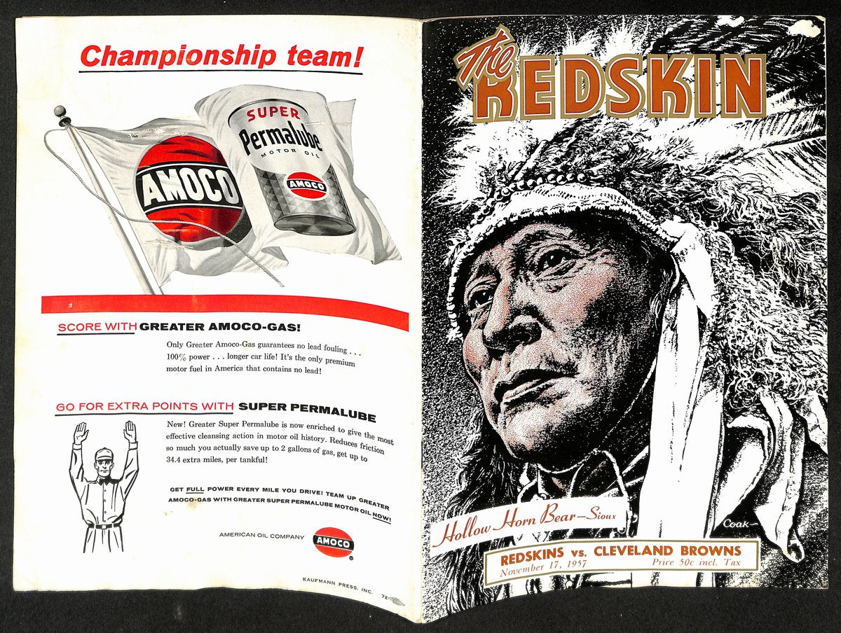 1957 Washington Redskins vs. Cleveland Browns NFL Football Game Program 196118