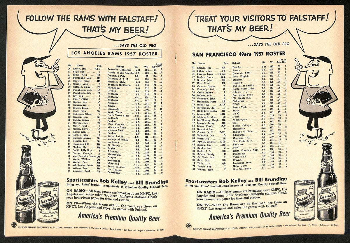 1957 Los Angeles Rams vs. San Francisco 49ers NFL Football Game Program 196119