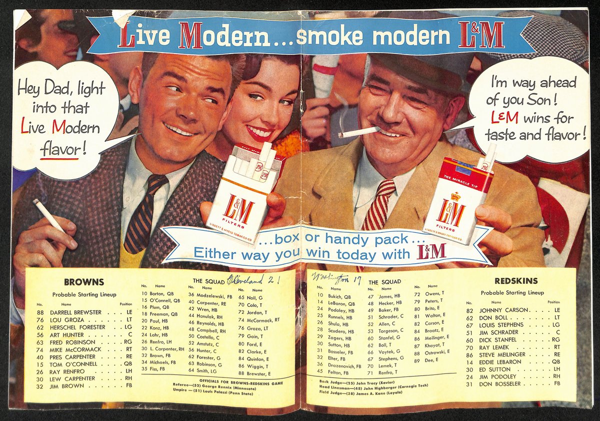 1957 Cleveland Browns vs. Washington Redskins NFL Football Game Program 196120