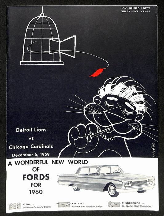 1959 Detroit Lions vs. Chicago Cardinals NFL Football Game Program 196129