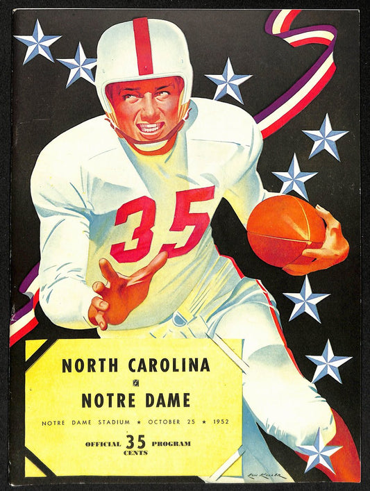 1952 Vintage North Carolina vs Notre Dame College Football Game Program 196140