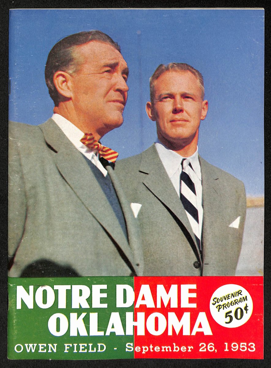 1953 Notre Dame vs Oklahoma Wilkinson/Leahy College Football Game Program 196144