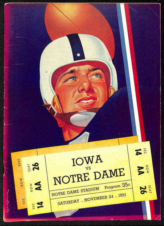 1951 Iowa vs Notre Dame College Football Game Program 194555