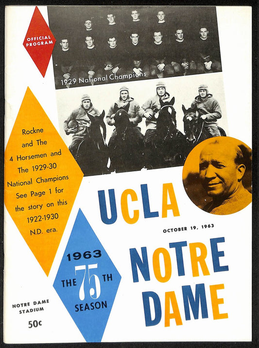 1963 UCLA vs Notre Dame College Football Game Program  194560