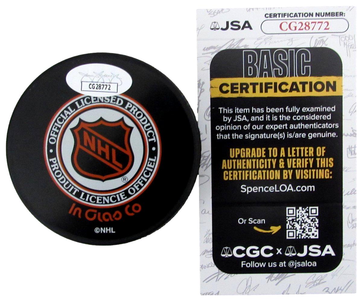 Johnny Bower HOF Signed/Inscribed Toronto Maple Leafs Hockey Puck JSA 197331
