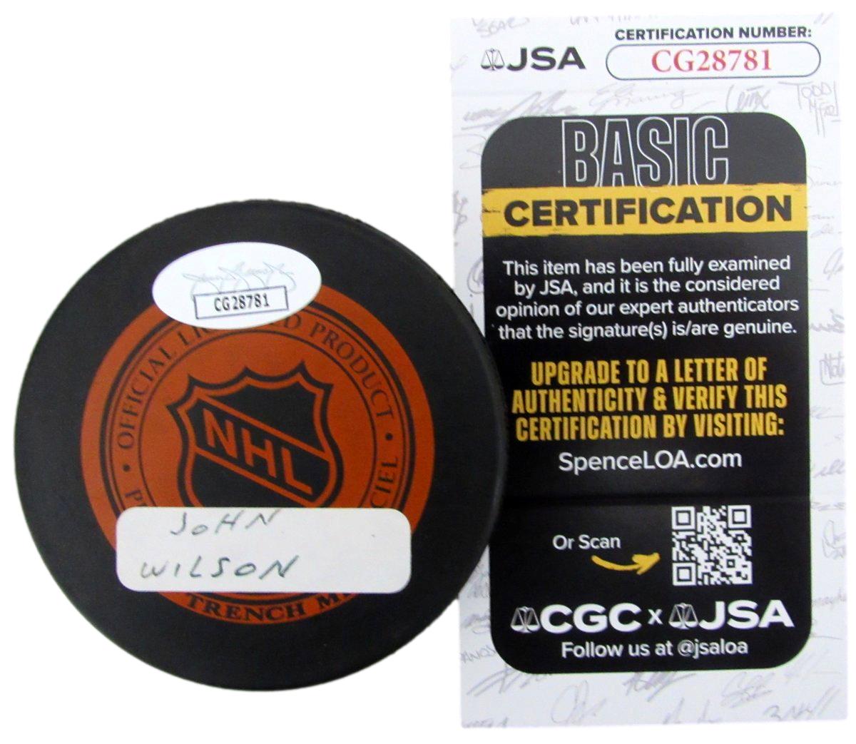 Johnny Wilson Signed/Autographed Detroit Red Wings Game Hockey Puck JSA 197340