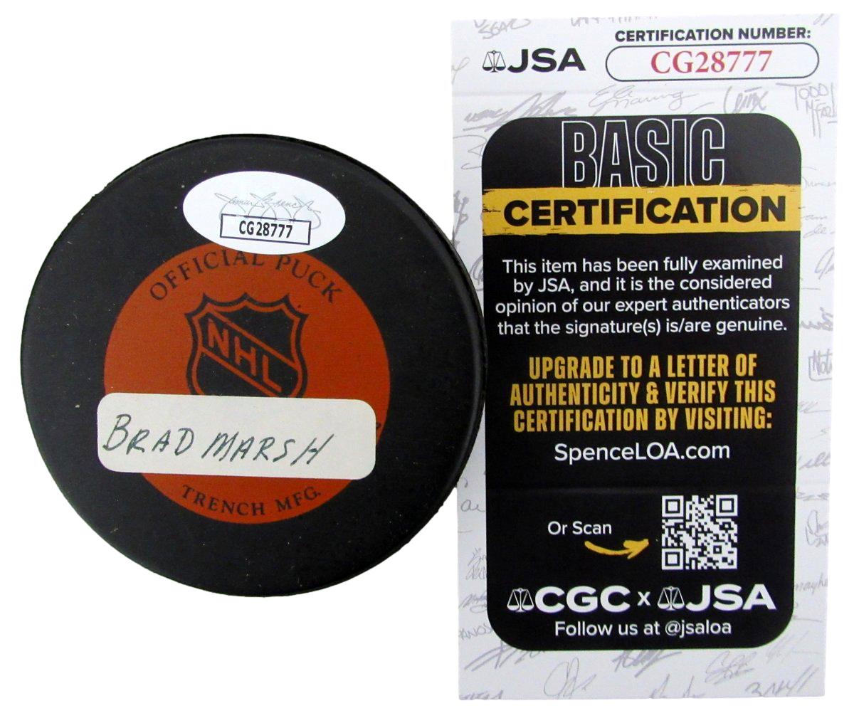 Brad Marsh Signed/Autographed Detroit Red Wings Hockey Puck JSA 197345
