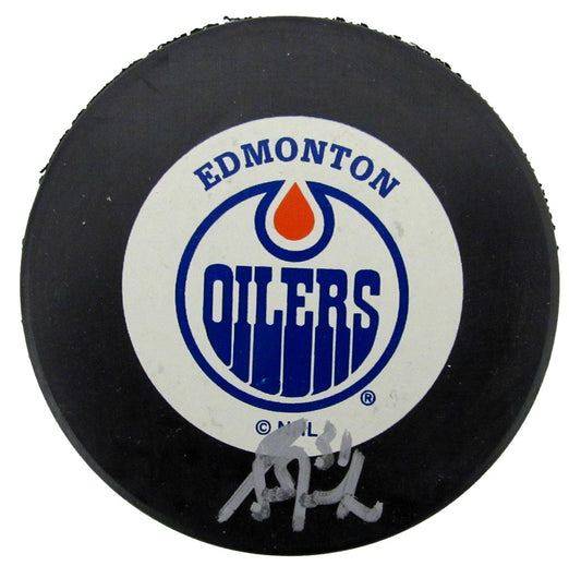 Grant Fuhr HOF Signed/Autographed Edmonton Oilers Hockey Puck JSA 197346