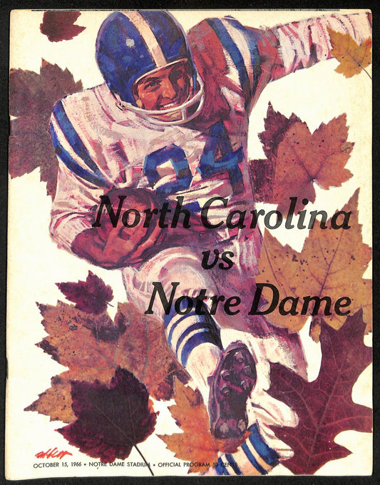 1966 North Carolina vs Notre Dame College Football Game Program 196693