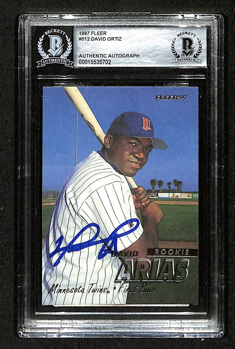 1997 Fleer David Ortiz HOF Signed/Auto RC Card #512 Twins BAS/Beckett 197067
