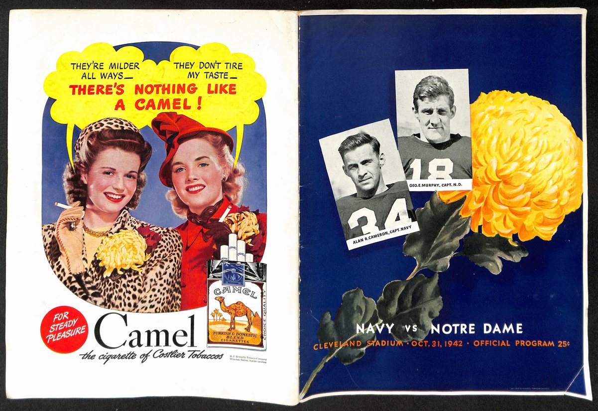 1942 Navy vs Notre Dame Vintage College Football Game Program 195827